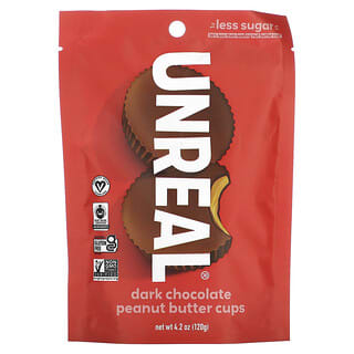 Unreal, Чашки с арахисовой пастой, темный шоколад, 120 г (4,2 унции)