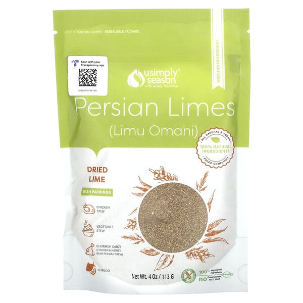 USimplySeason, 건조 라임,페르시아라임(Limu Omani), 분쇄맛, 113g(4oz)