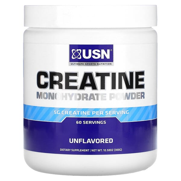 USN, Creatine Monohydrate Powder, Unflavored, 5 g, 10.58 oz (300 g)