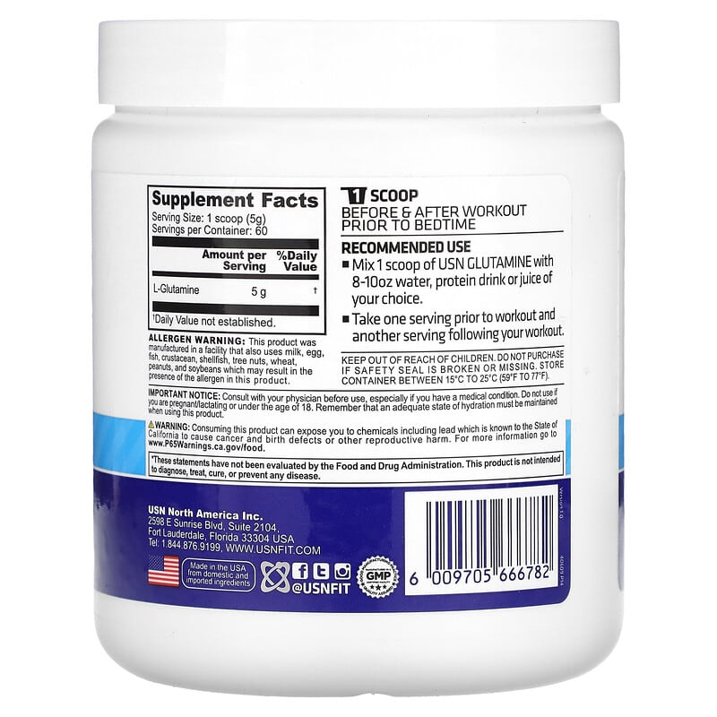  Optimum Nutrition L-Glutamine Muscle Recovery Powder, 300g,  Unflavored, 58 Servings