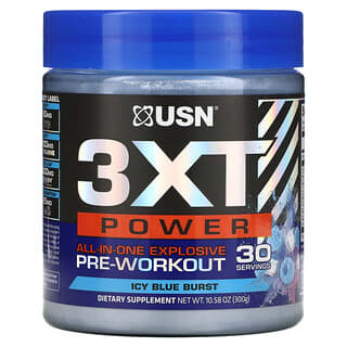 USN, 3XT Power, All-In-One Explosive Pre-Workout, Icy Blue Burst, 10.58 oz (300 g)
