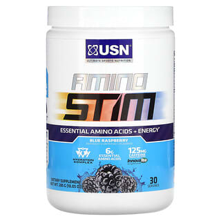 USN, Amino Stim, Aminoácidos esenciales y energía, Frambuesa azul`` 285 g (10,05 oz)