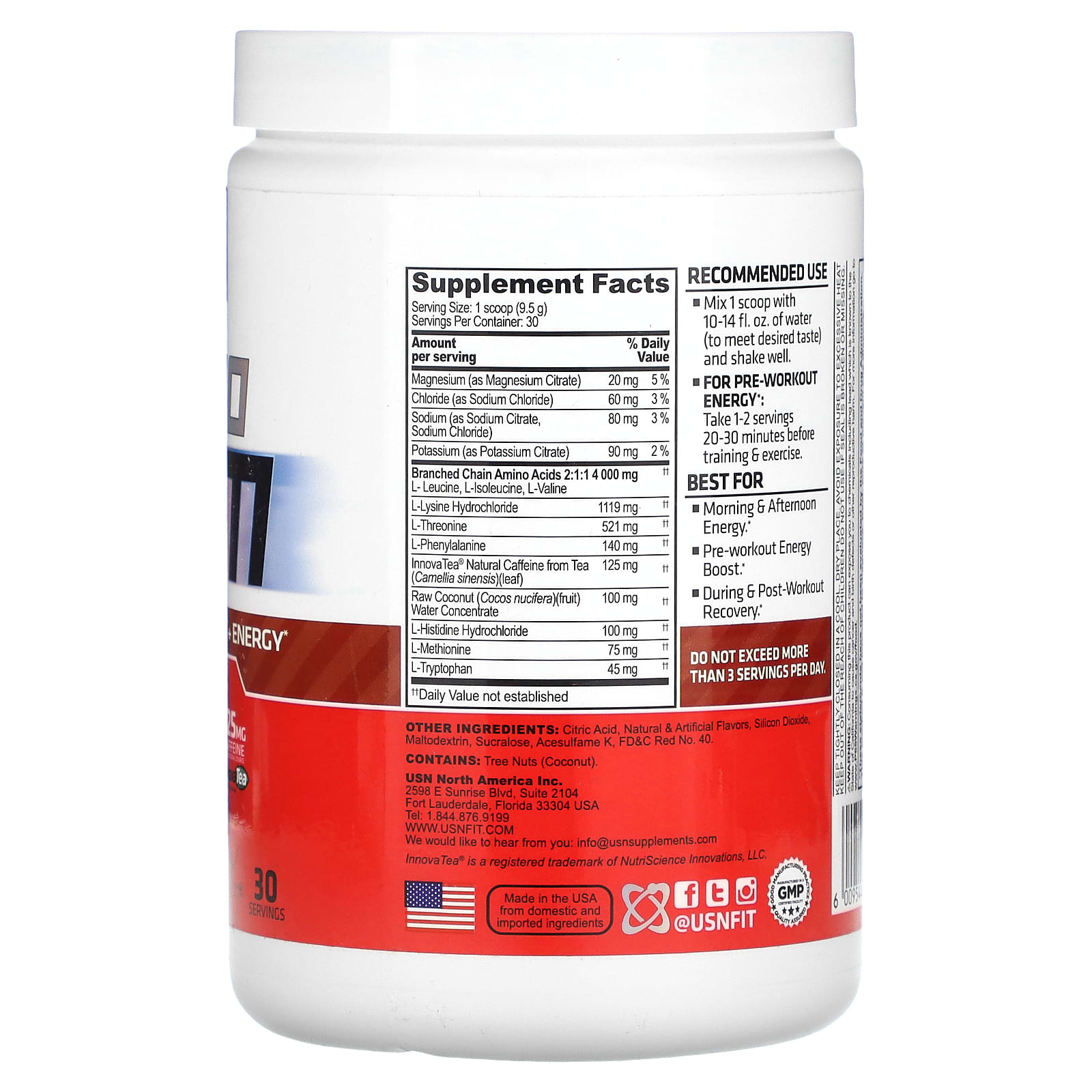 USN, Amino Stim, Essential Amino Acids + Energy, Fruit Punch, 10.05 oz