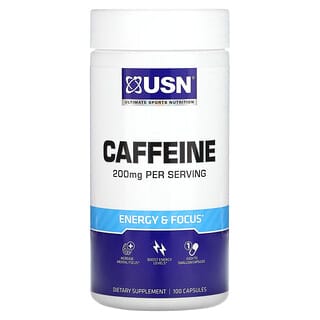 USN, Cafeína, 200 mg, 100 cápsulas