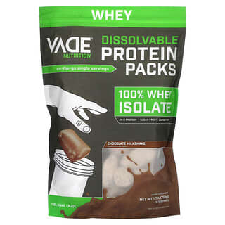 Vade Nutrition, Sobres proteicos solubles, 100% aislado de suero de leche, Batido de chocolate`` 750 g (1,7 lb)