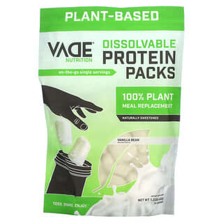 Vade Nutrition, Dissolvable Protein Packs, 100% Plant Meal Replacement, Vanilla Bean, 1.33 lb (602 g)