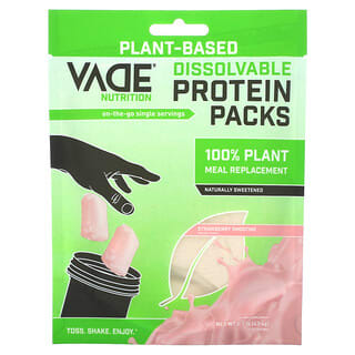 Vade Nutrition, Пакетики с растворимым белком, 100% заменитель растительной пищи, клубничный смузи, 43,4 г (0,1 фунта)