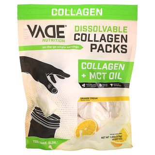 Vade Nutrition, Paquetes de colágeno soluble, Colágeno más aceite de MCT, Crema de naranja`` 476 g (1,05 lb)