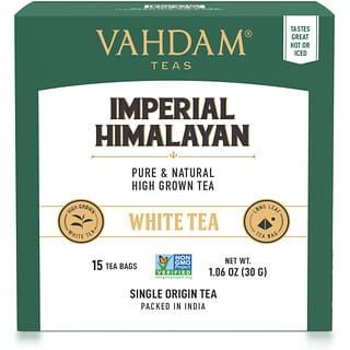 Vahdam Teas, Té blanco imperial del Himalaya, 15 bolsitas de té, 30 g (1,06 oz)