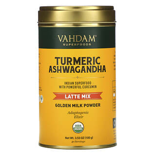 Vahdam Teas, Mistura para Latte, Cúrcuma e Ashwagandha, 100 g (3,53 oz)
