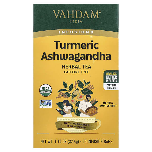 Infusions, Turmeric Ashwagandha, Caffeine Free, 18 Infusion Bags, 1.14 oz (32.4 g)