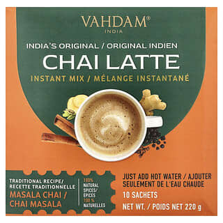 VAHDAM India, Instantná zmes, Chai Latte, 10 vrecúšok, 220 g