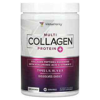 Vitauthority, Multi Collagen Protein Plus Vitamin C, Hyaluronic Acid, Unflavored, 11.3 oz (320 g)