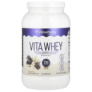 Vitauthority, Bubuk Protein Whey Vita, Vanila, 969,6 g (2,13 pon)