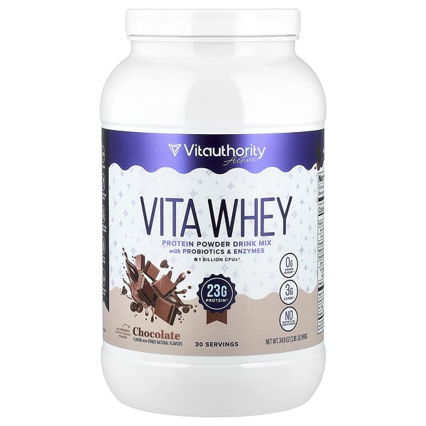 Vitauthority, 액티브, 비타 유청 단백질 분말, 초콜릿, 990g(2.18lb)