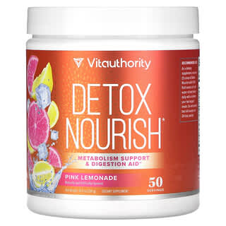 Vitauthority, Detox Nourish 輕體和消化幫助配方，天然粉色檸檬水味，10.9 盎司（31不含）