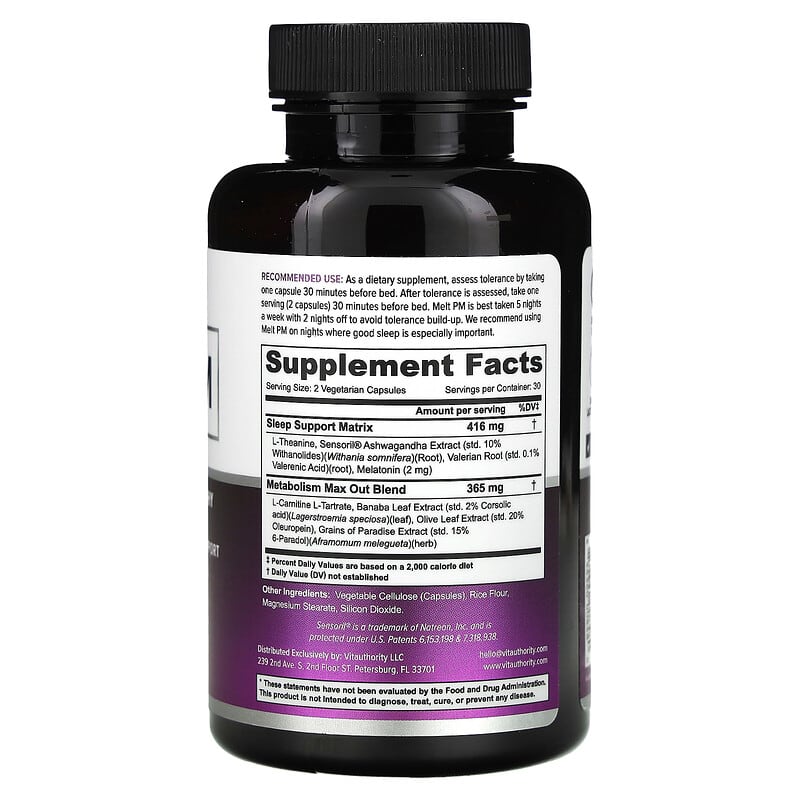 Melt PM, Sleep Support, 60 Vegetarian Capsules