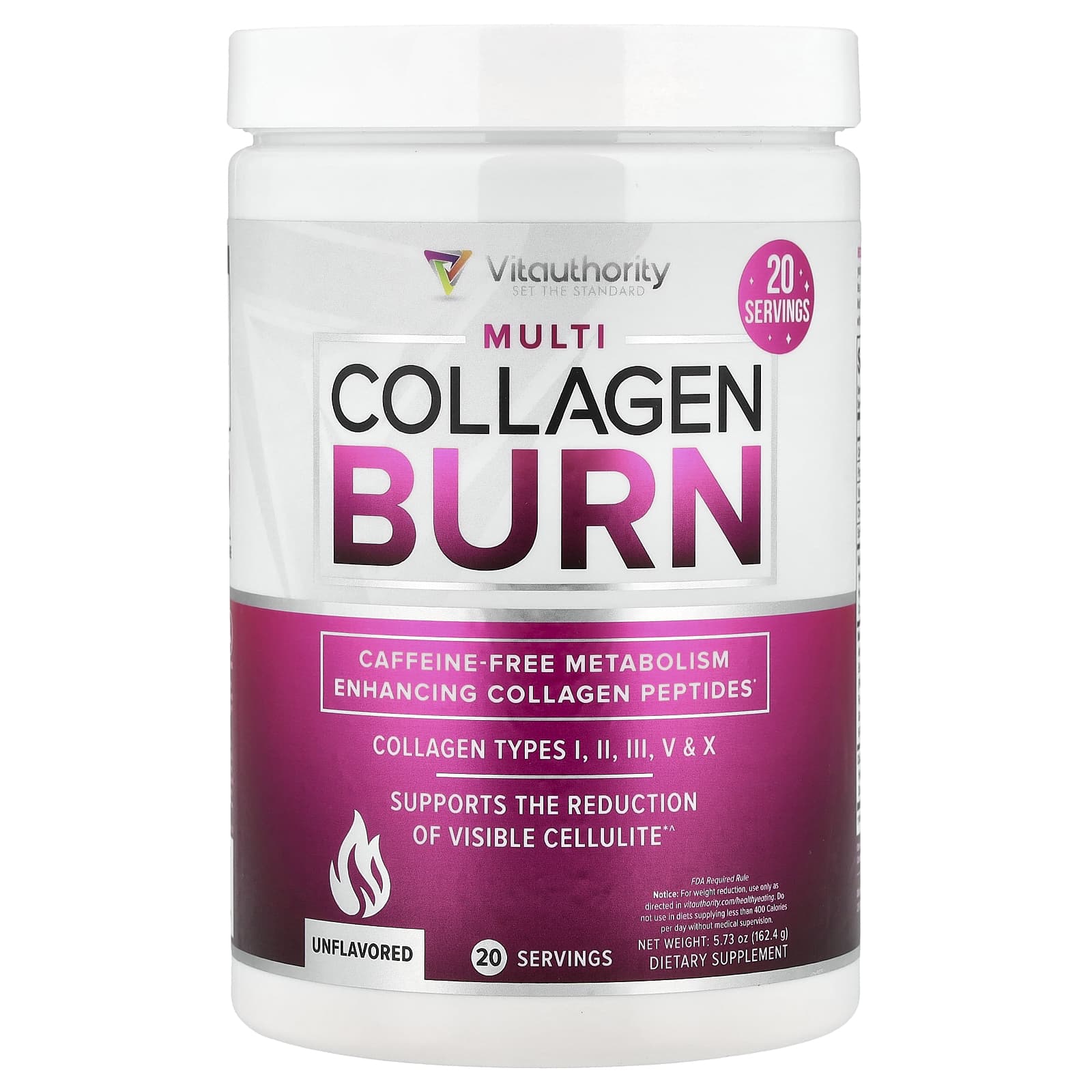 Vitauthority Multi Collagen Burn – Sans arôme – 162,4 g de Vitauthority