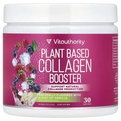 Vitauthority, Plant-Based Collagen Booster, Vanilla, 4.58 oz (130 g)