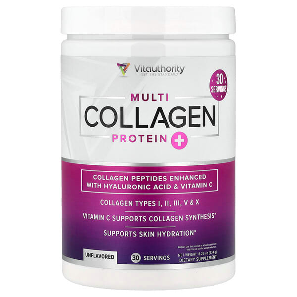 Vitauthority, Multi Collagen Protein+, Unflavored, 8.26 oz (234 g) — product photo 1