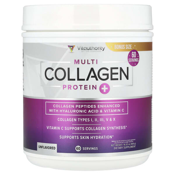 Multi Collagen Protein+, Unflavored, 16.52 oz (468 g)