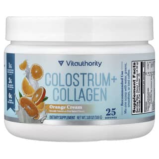 Vitauthority, Colostrum + Collagen, Orange Cream, 3.81 oz (108 g)