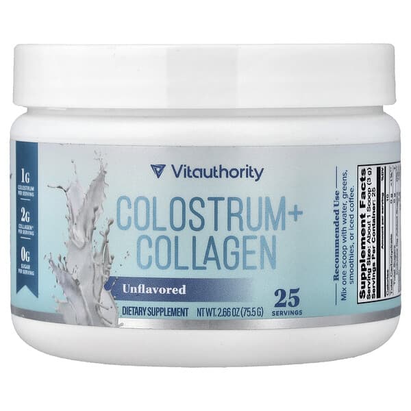 Colostrum + Collagen, Unflavored, 2.66 oz (75.5 g)