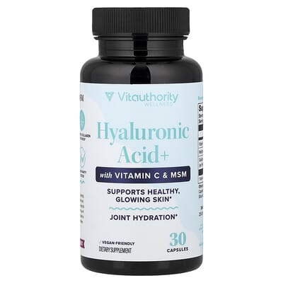 Vitauthority, Hyaluronic Acid + Vitamin C & MSM, 30 Capsules