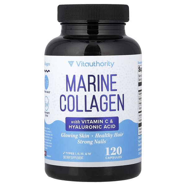 Marine Collagen with Vitamin C & Hyaluronic Acid, 120 Capsules