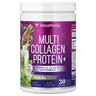 Vitauthority, Multi Collagen Protein+, Matcha, 9.73 oz (276 g)