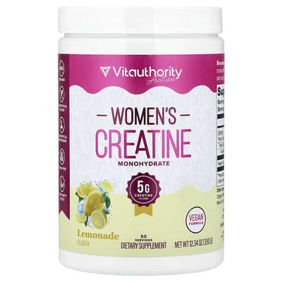 Vitauthority, Active, Creatine Monohydrate for Women, Lemonade Flavor, 12.34 oz (350 g)