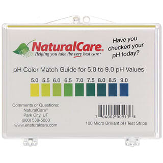 NaturalCare, Tiras de Teste de pH, 100 Tiras