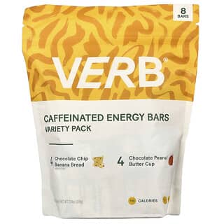 Verb Energy‏, ألواح الطاقة التي تحتوي على الكافيين ، عبوة متنوعة ، 8 ألواح ، 0.92 أونصة (26 جم) لكل لوح