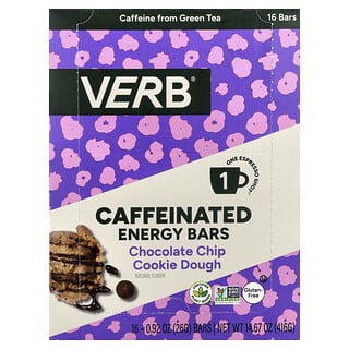 Verb Energy, Caffeinated Energy Bar, Chocolate Chip Cookie Dough, 16 Bars, 0.92 oz (26 g) Each