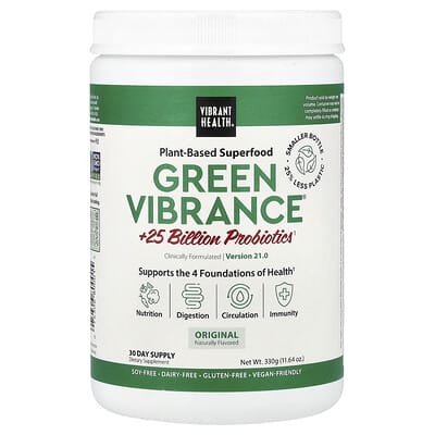 Vibrant Health, Green Vibrance® + 25 Billion Probiotics, Version 21.0, 11.64 oz (330 g)