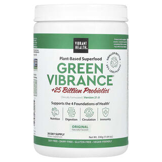 Vibrant Health, Green Vibrance +25 miliardi di probiotici, versione 21.0, originale, 330 g