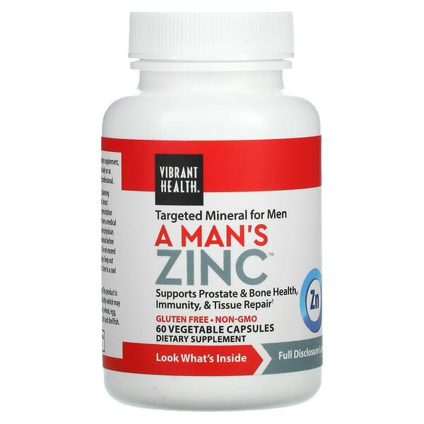 Vibrant Health, A Man's Zinc, 60 Vegetable Capsules