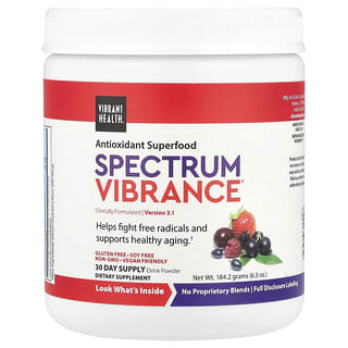 Vibrant Health, Spectrum Vibrance®（スペクトラムバイブランス）、抗酸化スーパーフード、バージョン3.1、ミックスベリー、184.2g（6.5オンス）