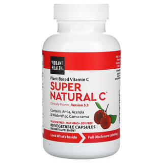 Vibrant Health, Super Natural C, Version 3.3, натуральный витамин C, 60 вегетарианских капсул