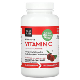 Vibrant Health, Plant-Based Vitamin C, 60 Vegetable Capsules