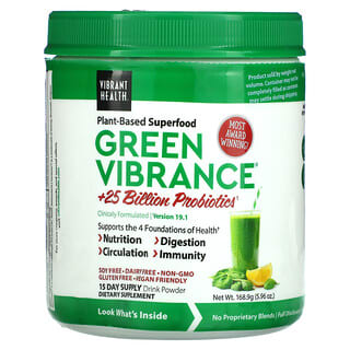 Vibrant Health, Green Vibrance +25 млрд пробиотиков, версия 19.1, 168 г (5,96 унции)