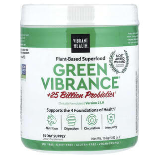 Vibrant Health, Green Vibrance + 25 Bilhões de Probióticos, Versão 21.0, 165 g (5,82 oz)