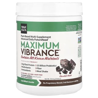Vibrant Health, Maximum Vibrance, Version 2.0, Chocolate Chunk, Pflanzenbasierte Proteinmischung, Schokoladenraspeln, 724,5 g (25,56 oz.)