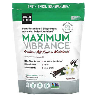 Vibrant Health, Maximum Vibrance, Plant-Based Multi-Supplement, Vanilla Bean, 21.82 oz (618.6 g)