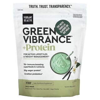 Vibrant Health, Green Vibrance + протеин, со вкусом бобов ванили, 585 г (20,64 унции)