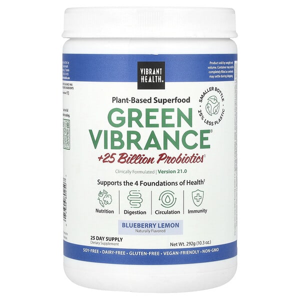 Green Vibrance® +25 Billion Probiotics, Version 21.0, Blueberry Lemon, 10.3 oz (292 g)