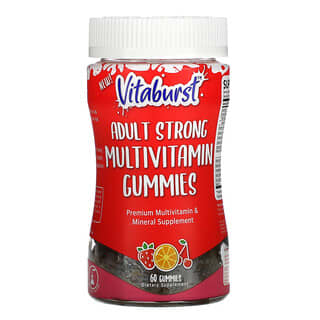 Vitaburst, علكات قوية متعددة الفيتامينات للبالغين ، الفراولة ، البرتقال والكرز ، 60 علكة