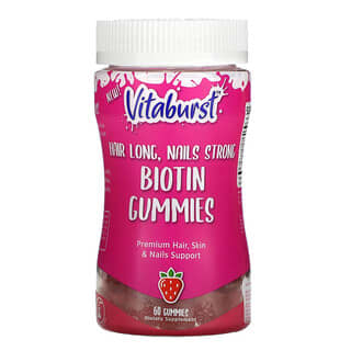 Vitaburst, Gomitas de biotina, fresa, 60 gomitas