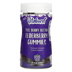 Vitaburst, Feel Berry Better Elderberry Gummies, Elderberry Flavor, 60 Vegan Gummies