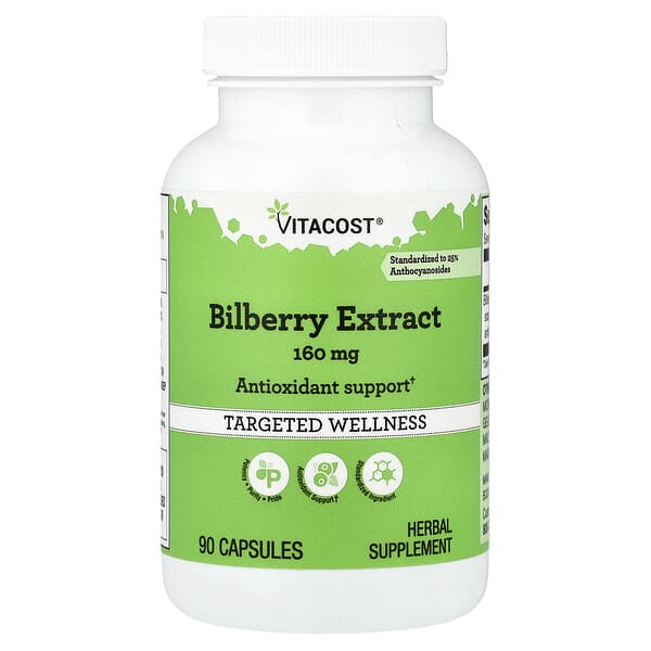 Vitacost, Bilberry Extract, Standardized, 160 mg, 90 Capsules — product photo 1